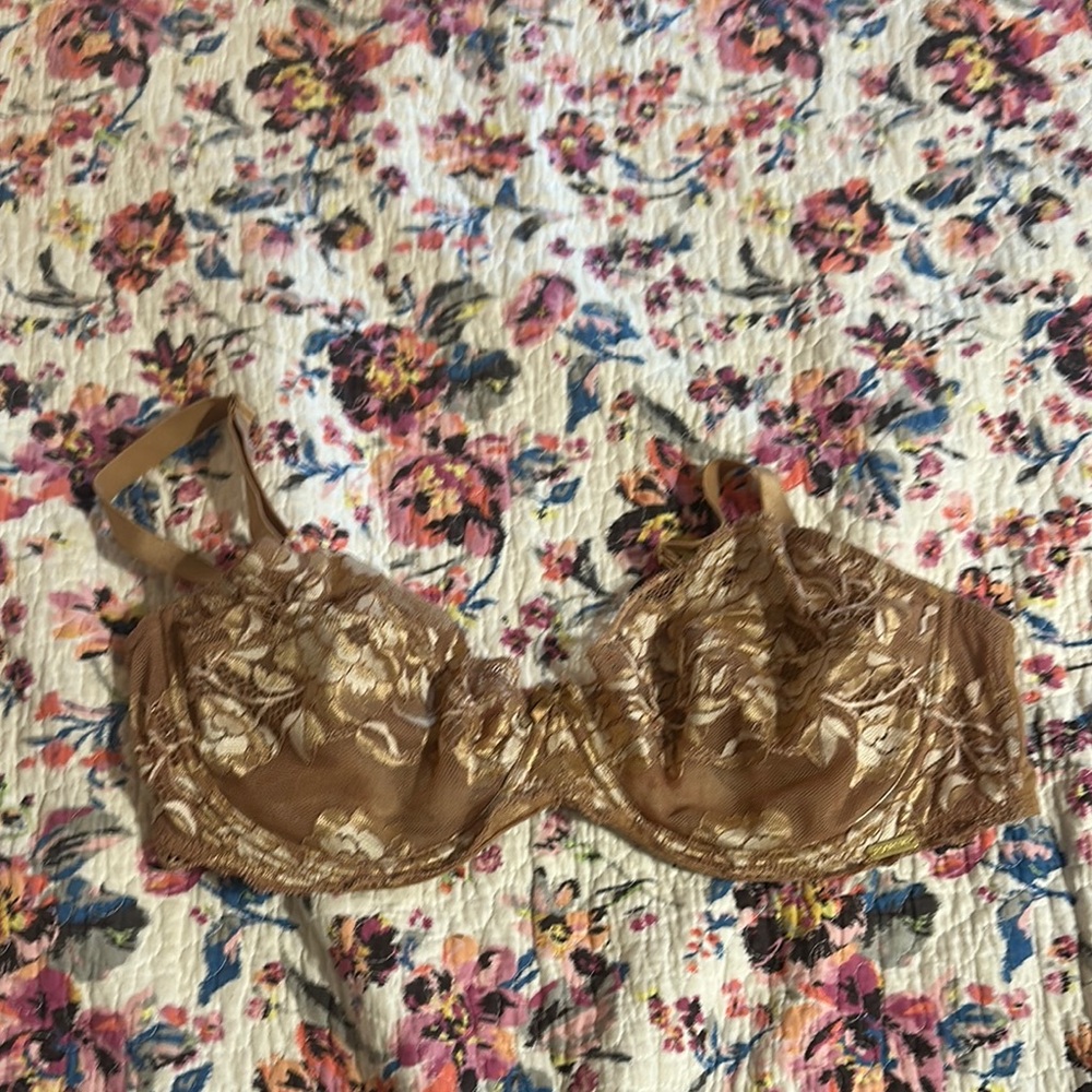 Brown Satin Lace Bra with Underwire